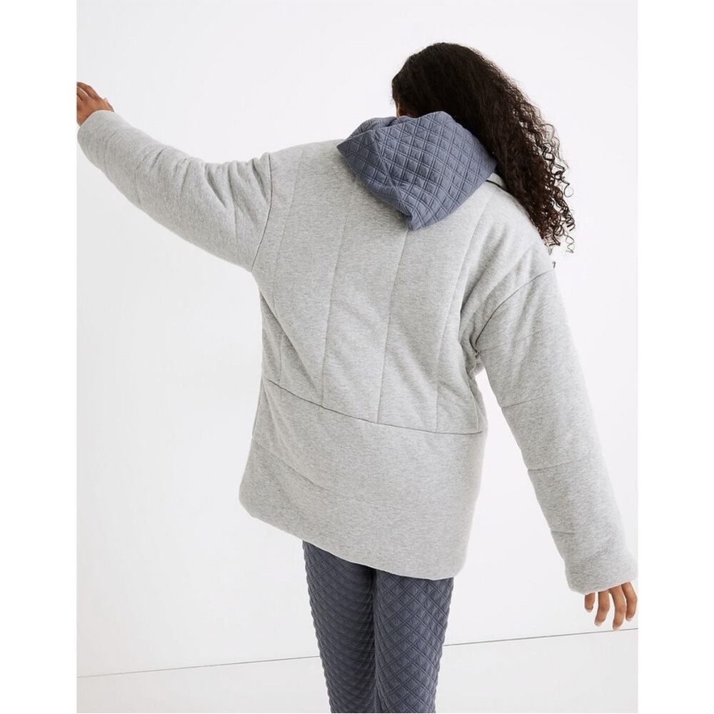 Madewell Jacket Womens Small Shawl Collar Heathered Puff Quilted Cozy Warm - Picture 4 of 10